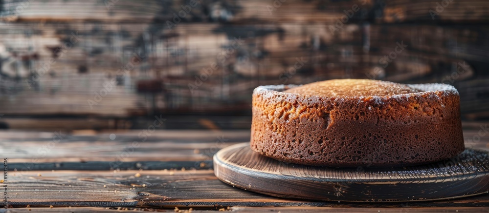 Poster delicious cakes with a golden crust in a rustic style on a wooden background perfect as a copy space