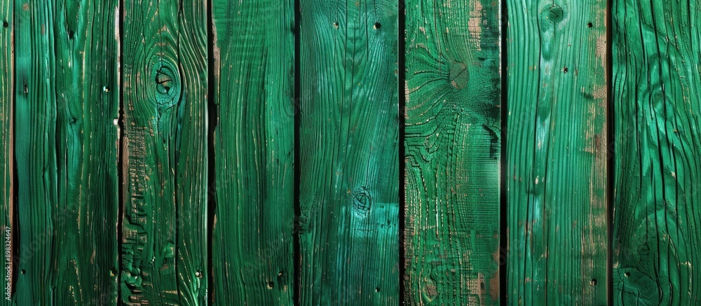 Poster close up textured wooden background in a vibrant green shade with copy space image