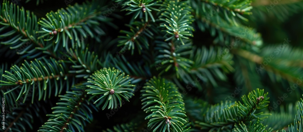 Leinwandbilder close up photo of christmas tree needles with empty space for text a copy space image