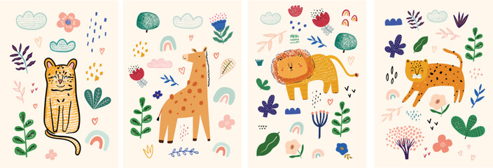 Baby illustrations with ababy animals