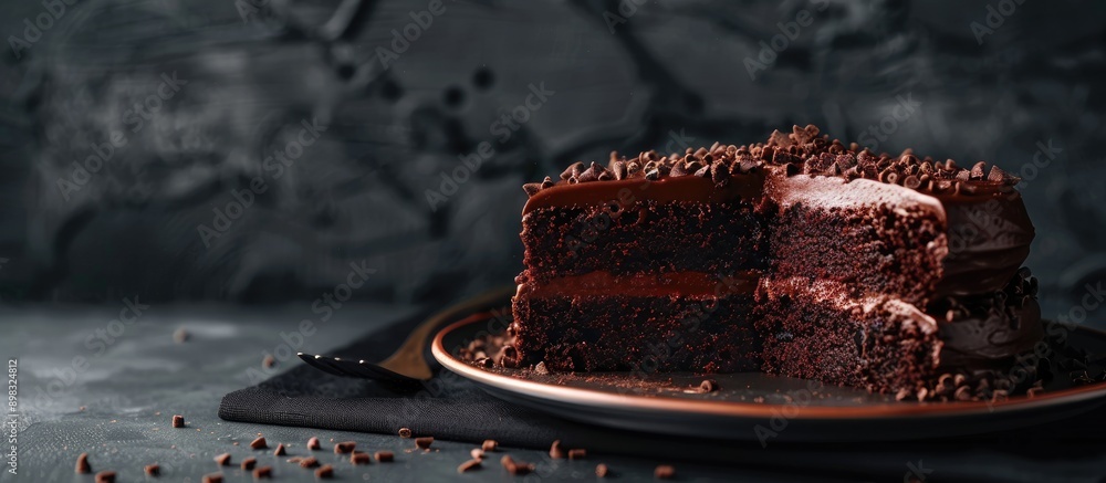 Aufkleber chocolate cake set against a dark backdrop with copy space image available