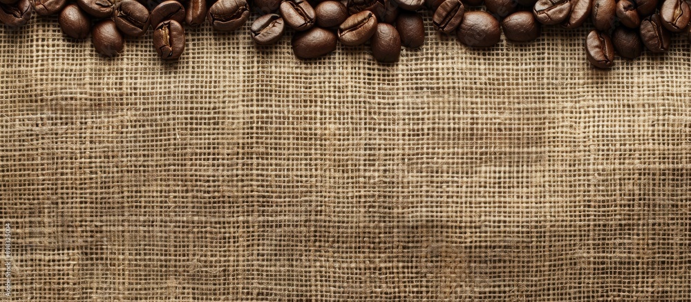 Poster A burlap background featuring coffee beans with a clear space for text or image. Creative banner. Copyspace image