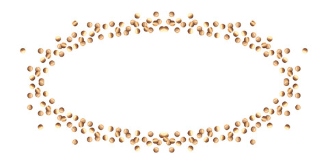 Confetti gold, oval frame. Watercolor illustration. Scattered round glitter. Abstract glowing ornament for New Year card design, invitation template. Festive sparkling border