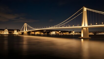 Obraz premium A serene and majestic nighttime scene featuring the bridge.generative.ai 