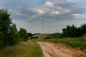 wind turbines and the environment of a beautiful sunny day