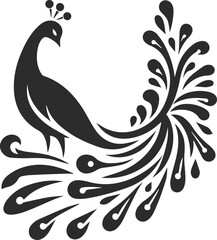 Fototapeta premium Simple Peacock Silhouette Vector Design Collection