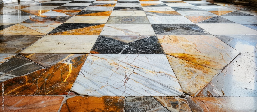 Poster antique marble floor from ancient times creating a vibrant backdrop with ample copy space image