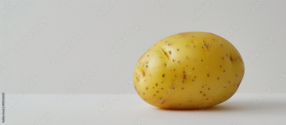 Poster An appetizing yellow potato with a white background perfect for a copy space image