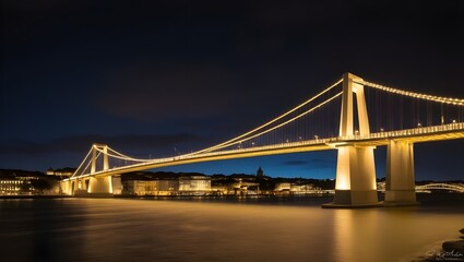 Obraz premium A serene and majestic nighttime scene featuring the bridge.generative.ai 