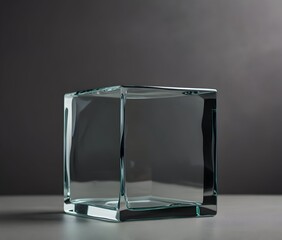 Cube, 4k, Object inside, clear glass, studio photography, neutral background, table top