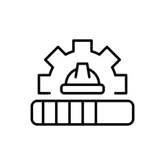 Work in progress outline icons, minimalist vector illustration ,simple transparent graphic element .Isolated on white background