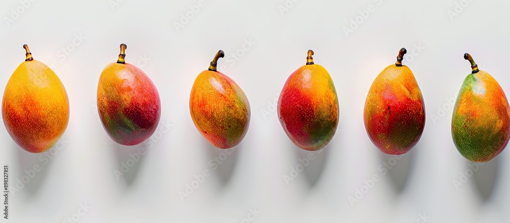 Poster Copies of mangos displayed on a white background for copy space image