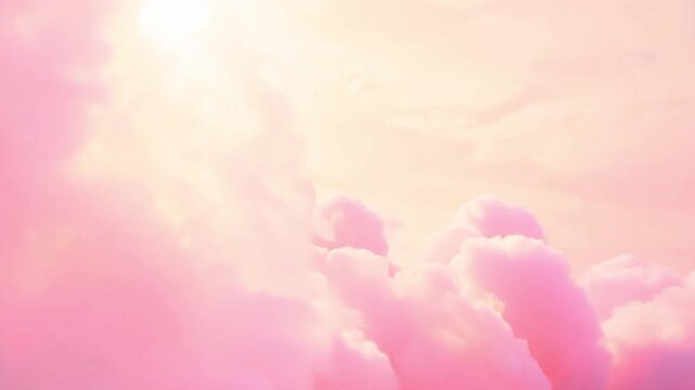Flying through pink clouds made of candyfloss.