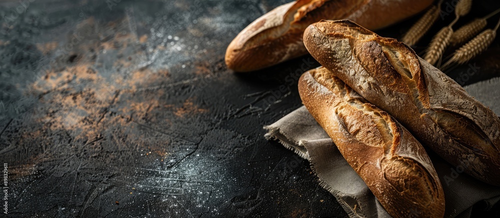 Poster Bread on a dark backdrop with ample copy space image