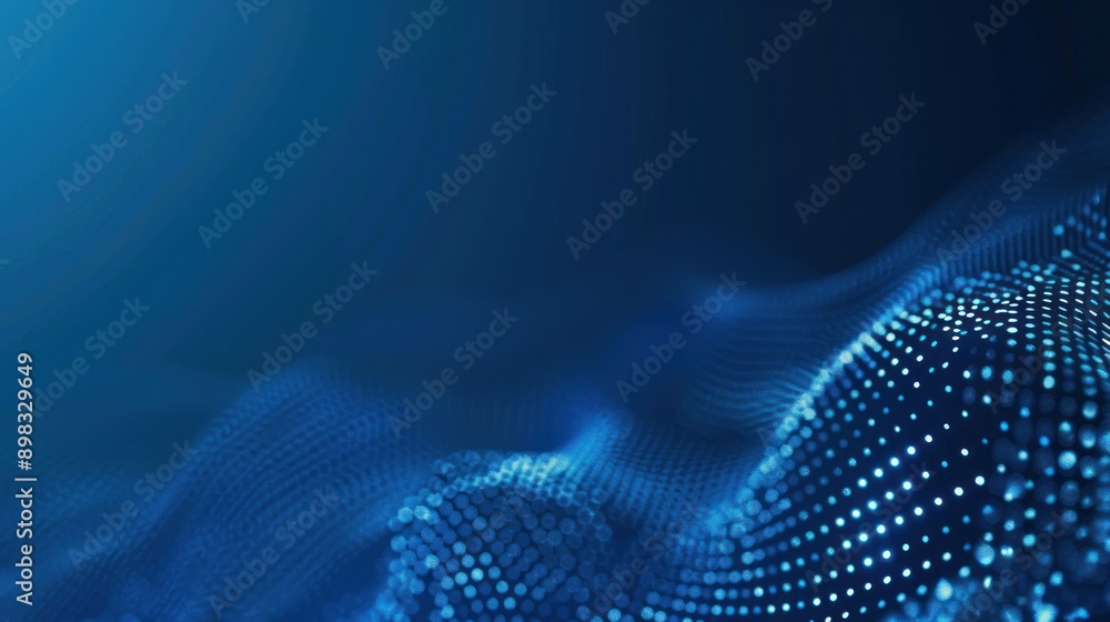 Poster blue background with wave and dots pattern