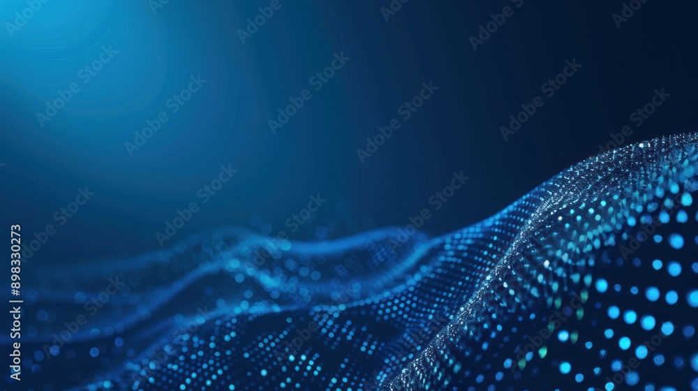 Poster blue background with wave and dots pattern