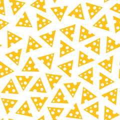 cheese seamless pattern, a collection of triangular shaped cheese pods scattered on a transparent background