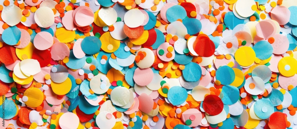 Aufkleber Colorful circular confetti scattered in a background with ample copy space image