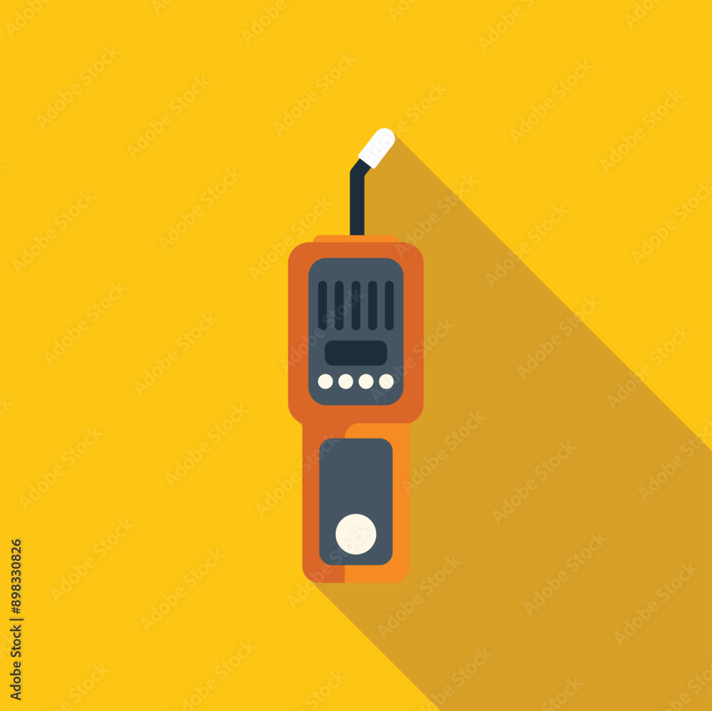 Aufkleber portable gas detector showing methane level with a long shadow on a yellow background