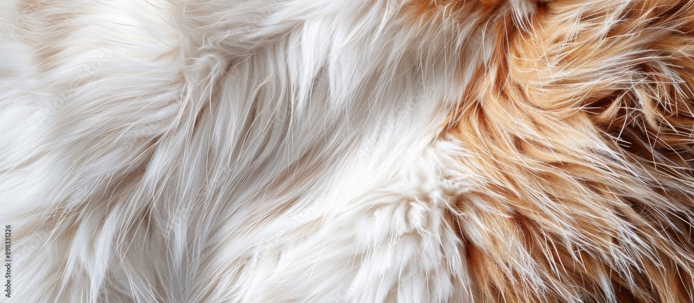 Poster close up of a natural background with texture patterns in white and brown fur ideal for including co