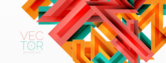 Line zig zag dynamic geometric abstract background. Colorful lines with shadow and light effects, various routes concept. Vector Illustration For Wallpaper, Banner, Background, Card