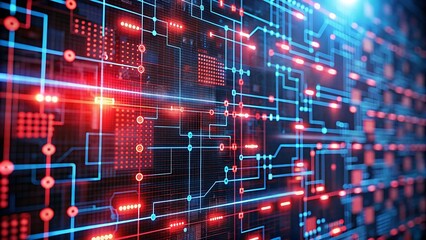 Obraz premium technology digital light background. AI GENERATED