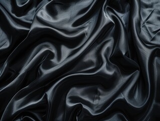 Obraz premium Close-up of black satin fabric with smooth texture and subtle sheen
