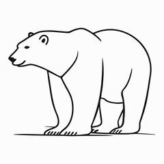 Outline polar bear on white background. Line art. Animal design element for logo, print or logo