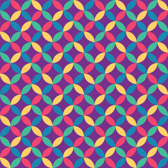 colorful geometric seamless pattern on a purple background