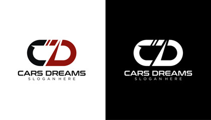 CD C D Letter Logo Design in Black and White Colors. Creative Modern Letters Vector Icon Logo Illustration.