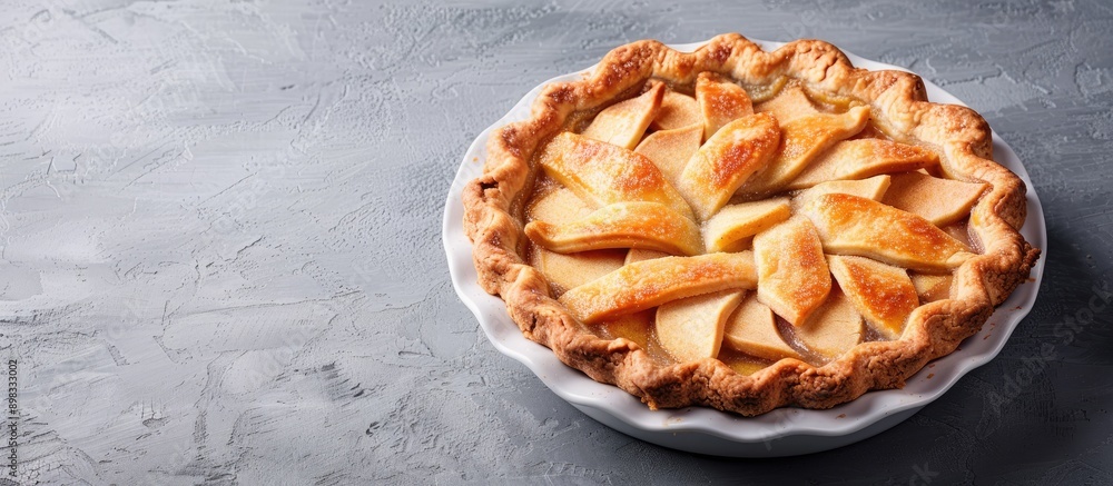Poster apple pie displayed with a plain grey copy space image