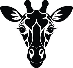 Black and white silhouette of a giraffe head © MstSumi