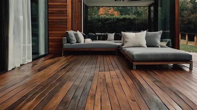 Modern Wooden Deck with Comfortable Patio Furniture