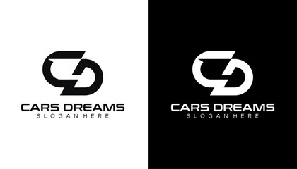 CD C D Letter Logo Design in Black and White Colors. Creative Modern Letters Vector Icon Logo Illustration.