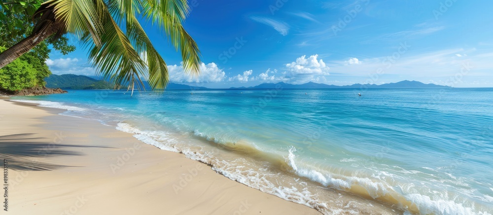 Aufkleber the beach offers a pleasant view with plenty of copy space image for relaxation and tranquility