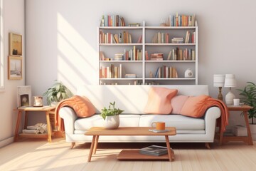 Room architecture furniture bookshelf.