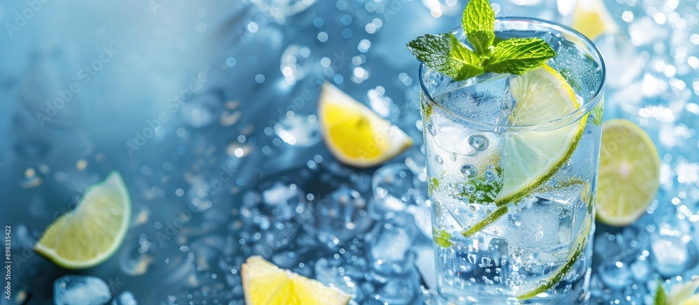 Aufkleber delicious and refreshing water served chilled with a clean copy space image