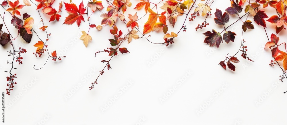 Poster autumn leaves with copy space image on a white backdrop
