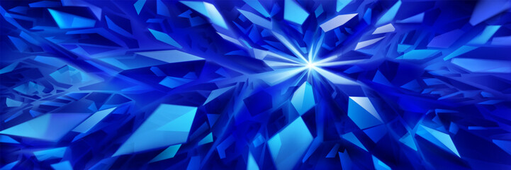 Abstract crystal background in blue colors with highlights on the facets and refracting of light