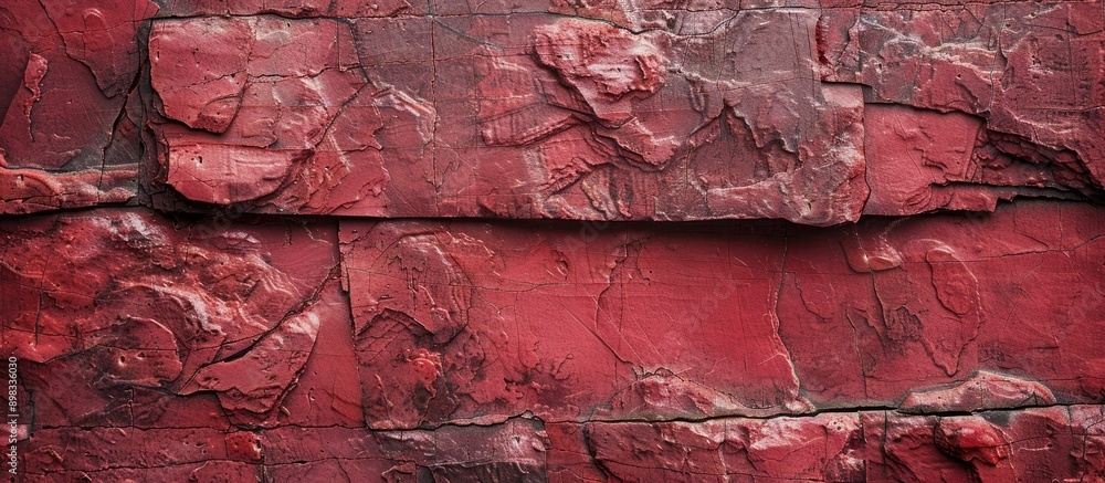 Leinwandbilder close up view of a red stone wall with a textured surface perfect as a copy space image