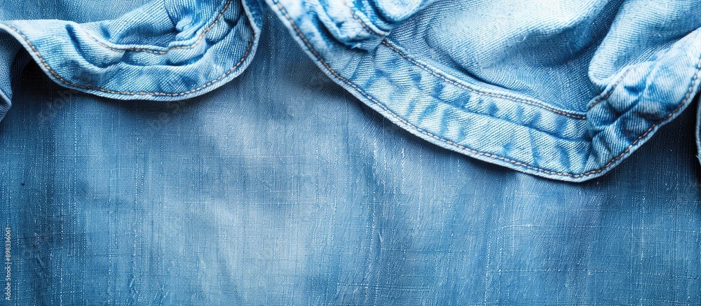 Poster denim fabric with a textured jeans pattern on a blue background perfect as a copy space image