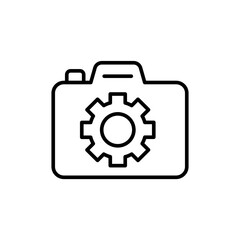 Camera repair outline icons, minimalist vector illustration ,simple transparent graphic element .Isolated on white background
