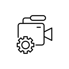 Camera repair outline icons, minimalist vector illustration ,simple transparent graphic element .Isolated on white background