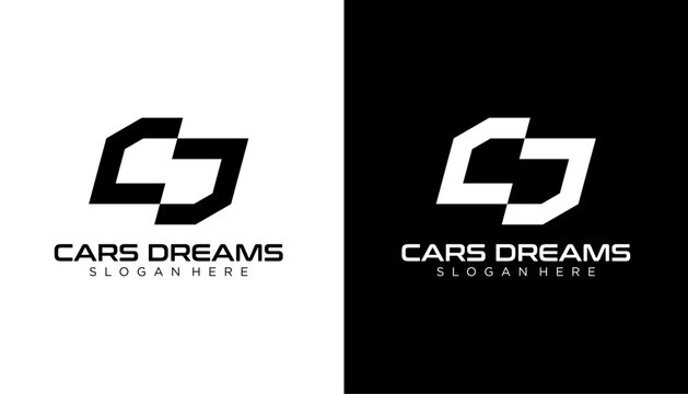 CD C D Letter Logo Design in Black and White Colors. Creative Modern Letters Vector Icon Logo Illustration.
