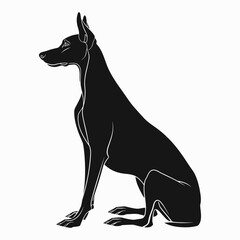 Sitting doberman pinscher dog silhouette. Pet icon