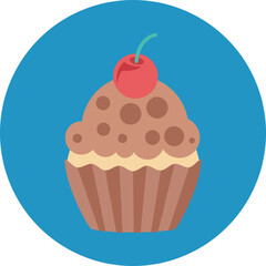 Cupcake vector icon in rounded style 
