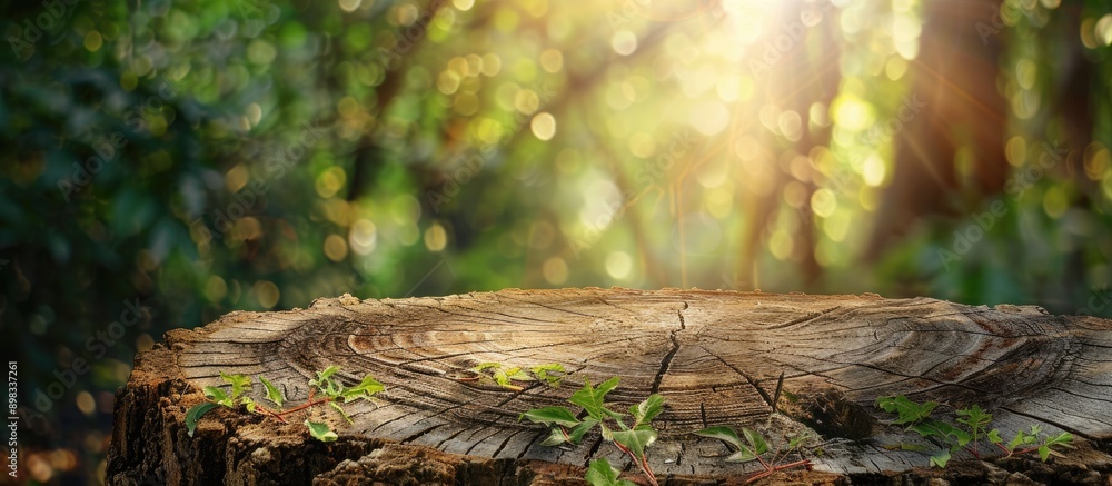 Fototapete Display your items on an empty tree trunk with copy space image