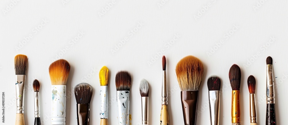Poster children s art brushes displayed on a white background with copy space image