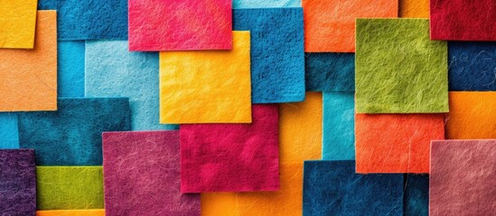 Fototapeta premium Image capturing the colorful felt textures arranged together in a visually appealing composition with ample copy space image
