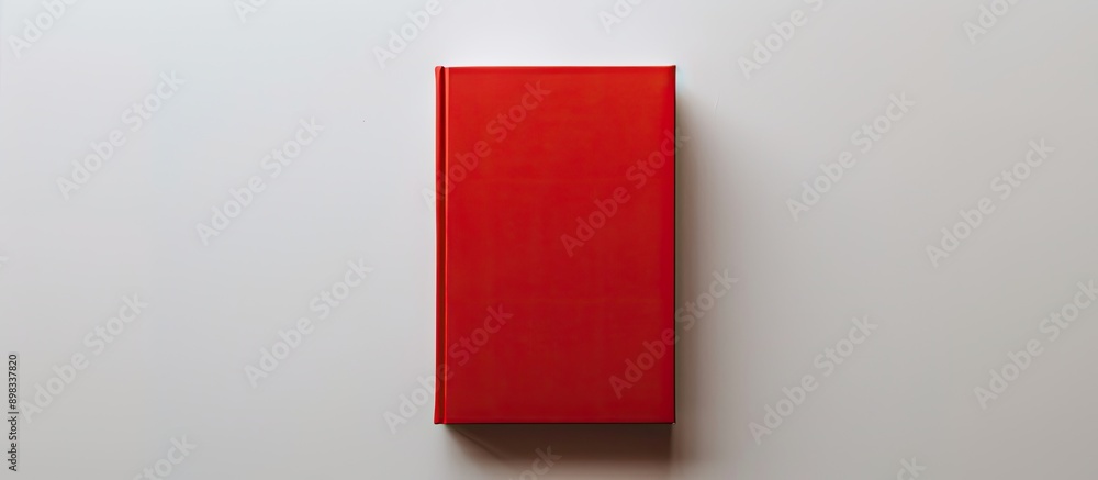 Sticker Book with a red cover placed in the center against a white backdrop with space for text or images. Creative banner. Copyspace image